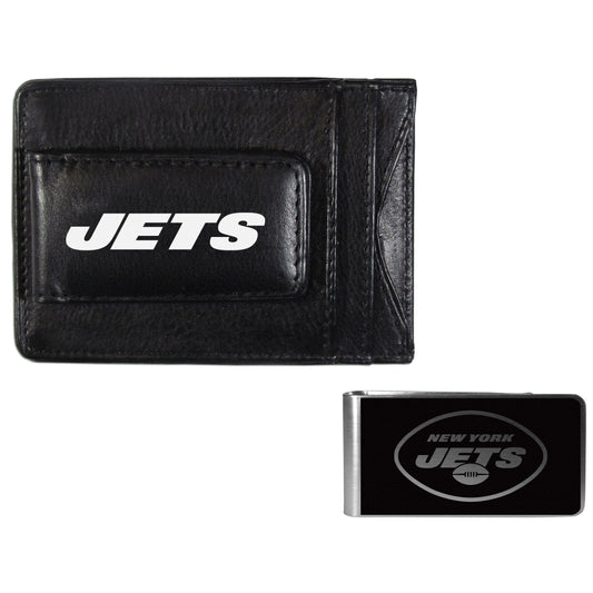 New York Jets Leather Cash & Cardholder & Black Money Clip - New York Jets
