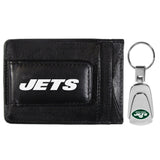 New York Jets Leather Cash & Cardholder & Steel Key Chain - New York Jets