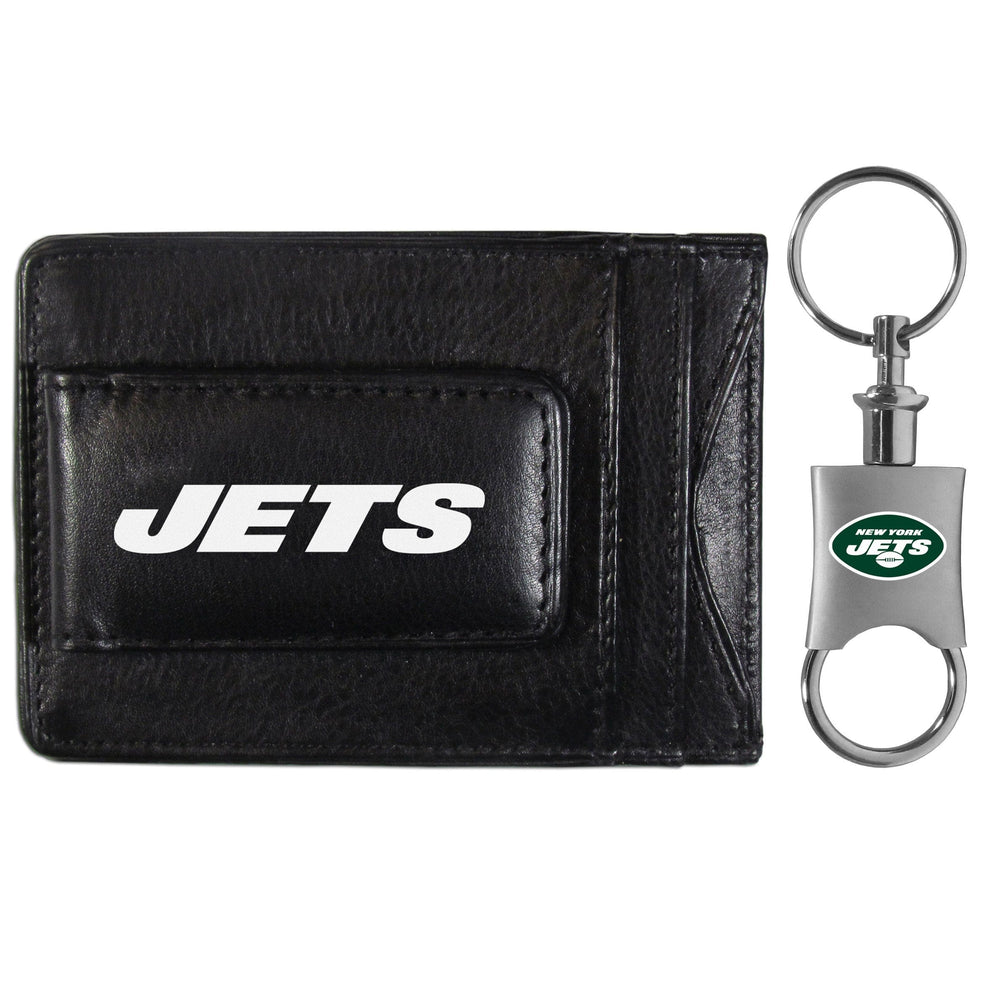 New York Jets Leather Cash & Cardholder & Valet Key Chain - New York Jets
