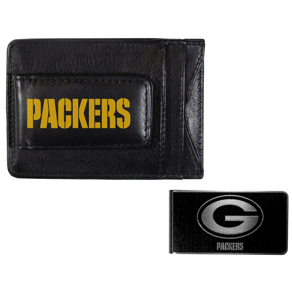 Green Bay Packers Leather Cash & Cardholder & Black Money Clip - Green Bay Packers