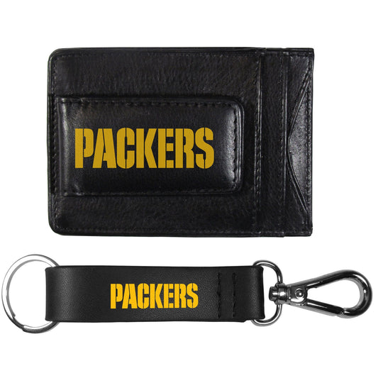 Green Bay Packers Leather Cash & Cardholder & Strap Key Chain - Green Bay Packers