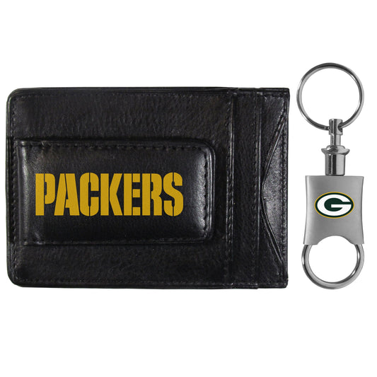Green Bay Packers Leather Cash & Cardholder & Valet Key Chain - Green Bay Packers