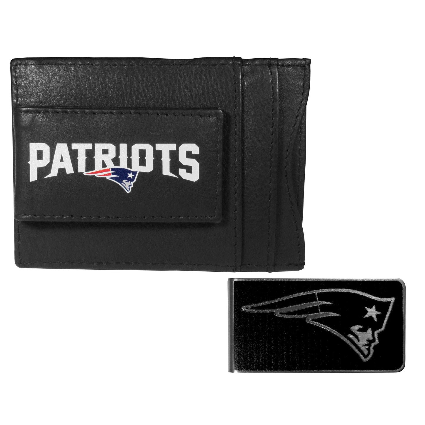 New England Patriots Leather Cash & Cardholder & Black Money Clip - New England Patriots - Flyclothing LLC