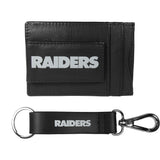 Las Vegas Raiders Leather Cash & Cardholder & Strap Key Chain - Las Vegas Raiders