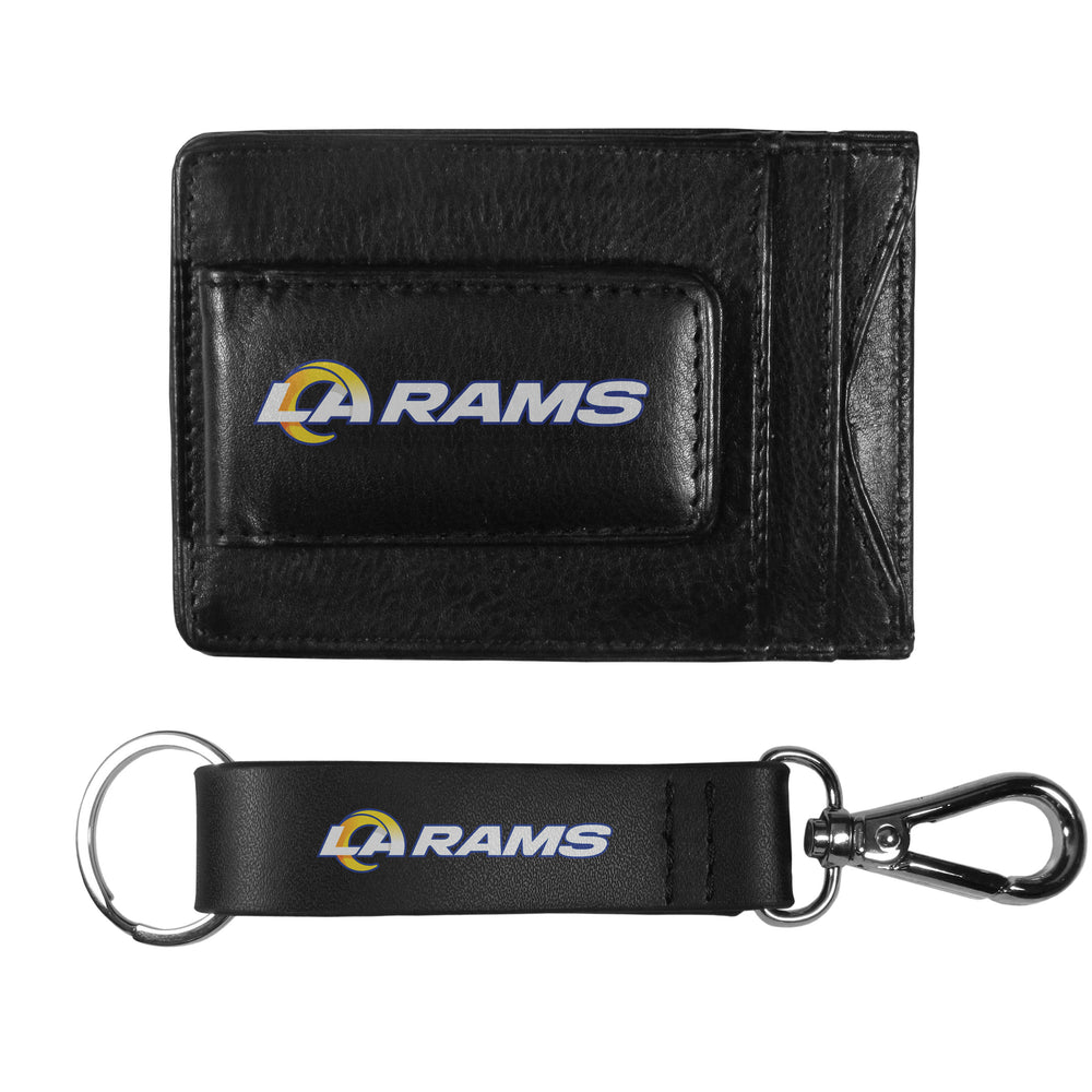 Los Angeles Rams Leather Cash & Cardholder & Strap Key Chain - Los Angeles Rams