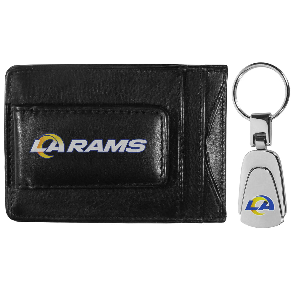 Los Angeles Rams Leather Cash & Cardholder & Steel Key Chain - Los Angeles Rams