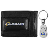 Los Angeles Rams Leather Cash & Cardholder & Steel Key Chain - Los Angeles Rams