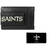 New Orleans Saints Leather Cash & Cardholder & Black Money Clip - New Orleans Saints