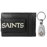 New Orleans Saints Leather Cash & Cardholder & Steel Key Chain - New Orleans Saints