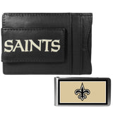 New Orleans Saints Leather Cash & Cardholder & Color Money Clip - New Orleans Saints