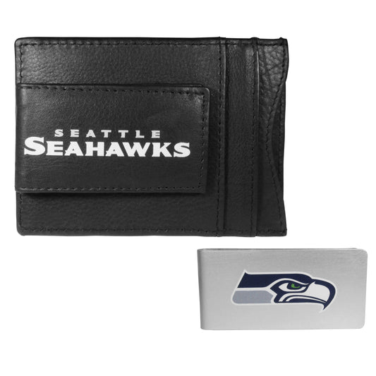 Seattle Seahawks Leather Cash & Cardholder & Money Clip - Seattle Seahawks