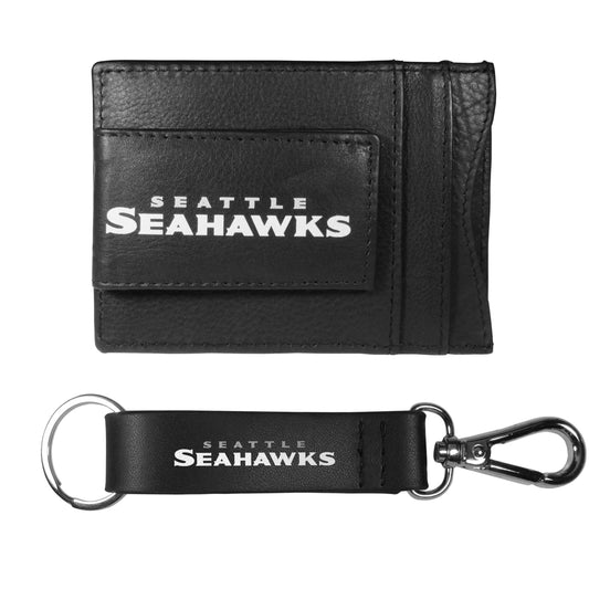Seattle Seahawks Leather Cash & Cardholder & Strap Key Chain - Seattle Seahawks