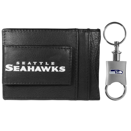 Seattle Seahawks Leather Cash & Cardholder & Valet Key Chain - Seattle Seahawks