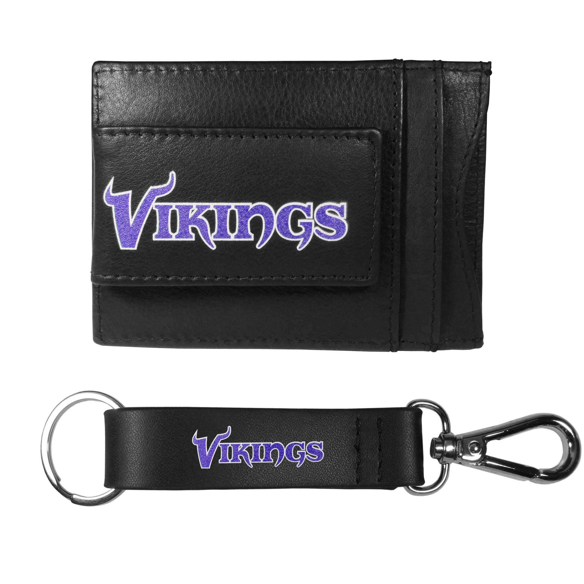 Minnesota Vikings Leather Cash & Cardholder & Strap Key Chain - Minnesota Vikings - Flyclothing LLC