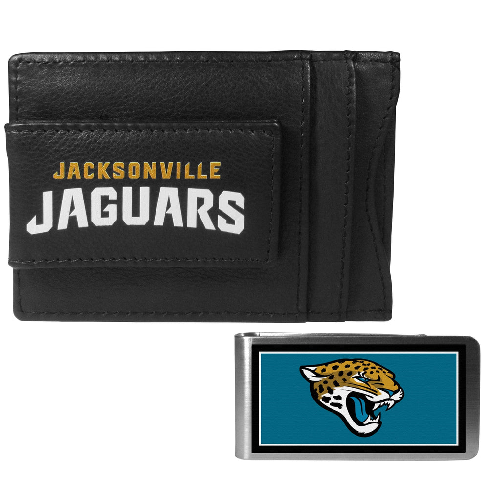 Jacksonville Jaguars Leather Cash & Cardholder & Color Money Clip - Jacksonville Jaguars