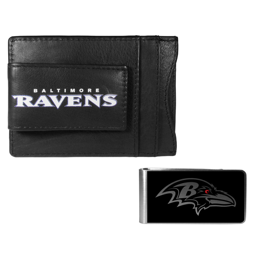 Baltimore Ravens Leather Cash & Cardholder & Black Money Clip - Baltimore Ravens