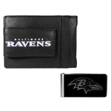 Baltimore Ravens Leather Cash & Cardholder & Black Money Clip - Baltimore Ravens