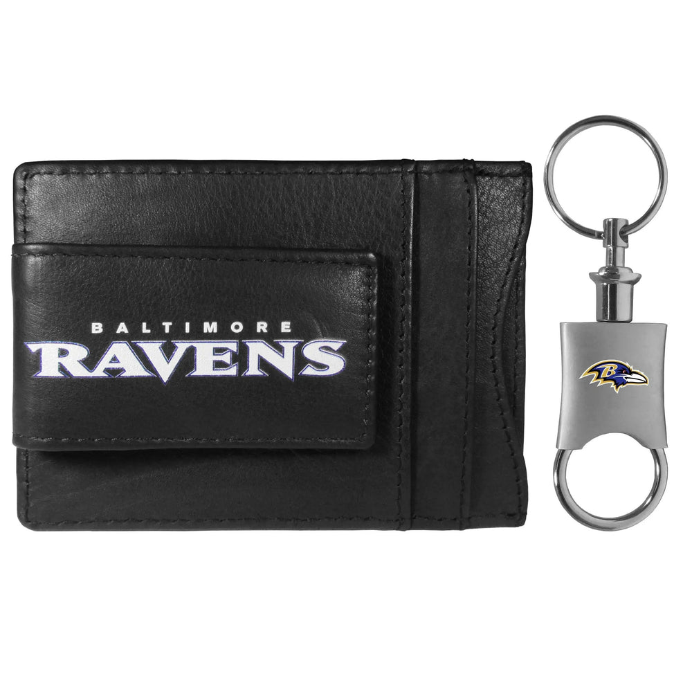 Baltimore Ravens Leather Cash & Cardholder & Valet Key Chain - Baltimore Ravens