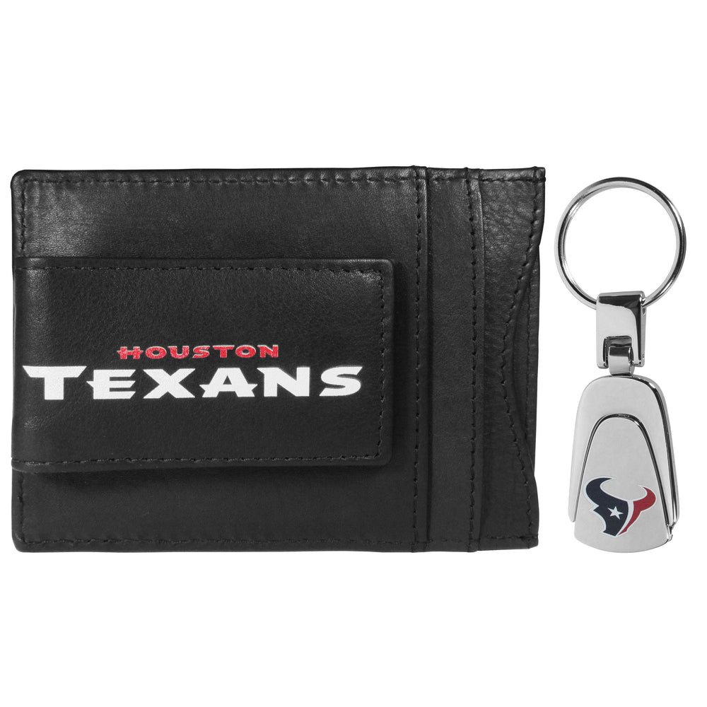 Houston Texans Leather Cash & Cardholder & Steel Key Chain - Houston Texans