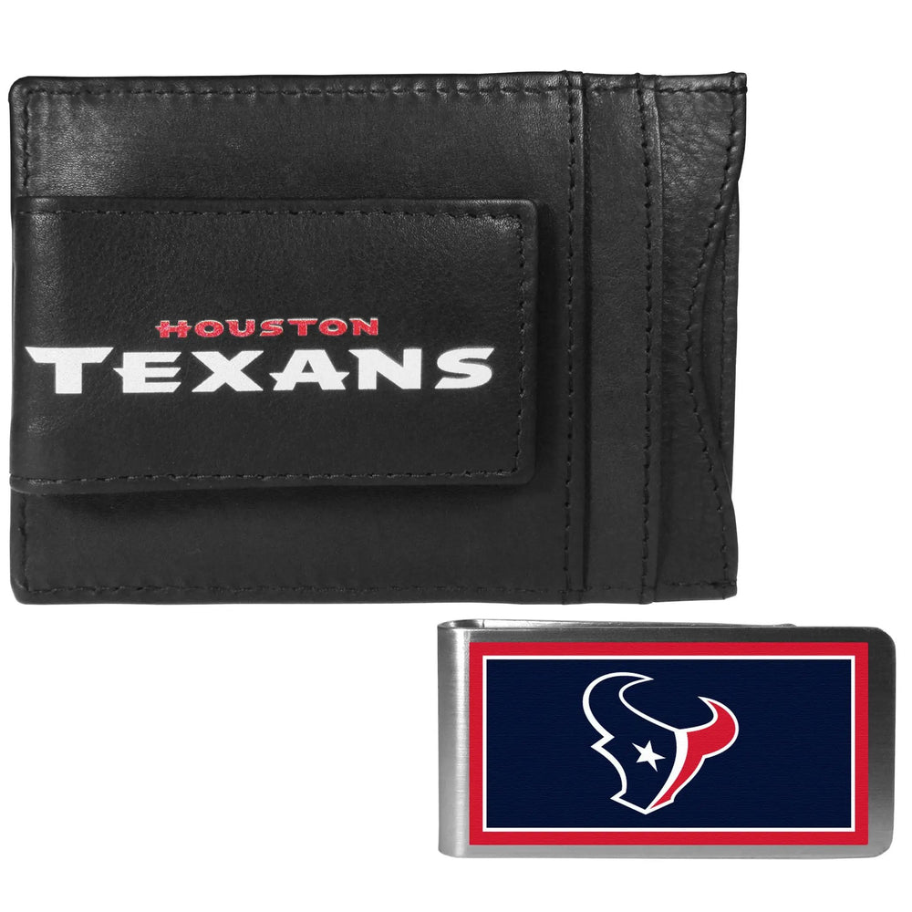Houston Texans Leather Cash & Cardholder & Color Money Clip - Houston Texans
