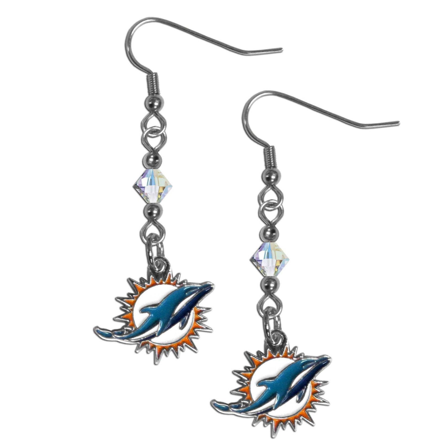 Miami Dolphins Crystal Dangle Earrings - Miami Dolphins - Flyclothing LLC