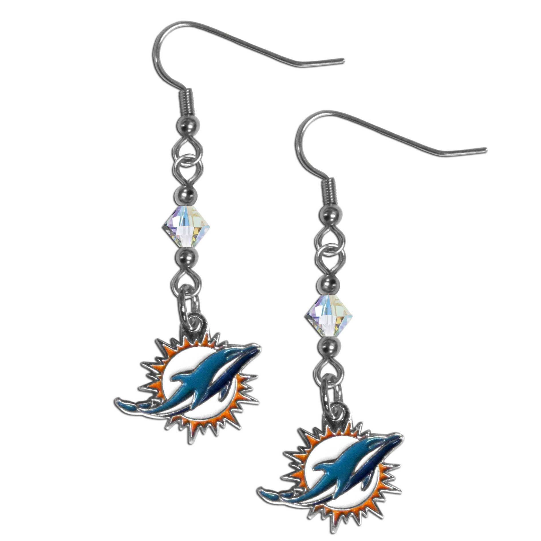 Miami Dolphins Crystal Dangle Earrings - Miami Dolphins - Flyclothing LLC