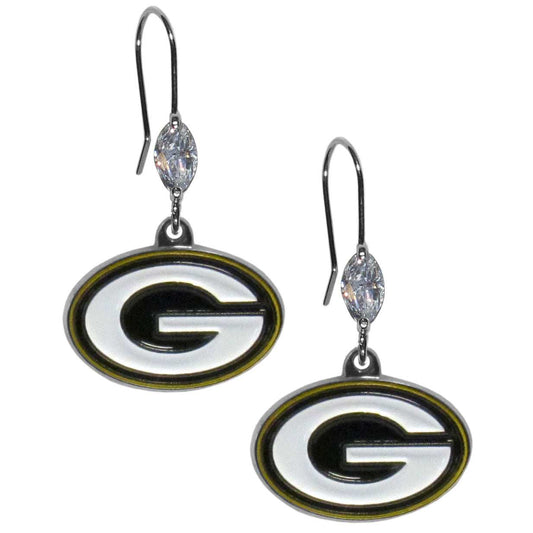 Green Bay Packers Crystal Dangle Earrings - Green Bay Packers - Flyclothing LLC
