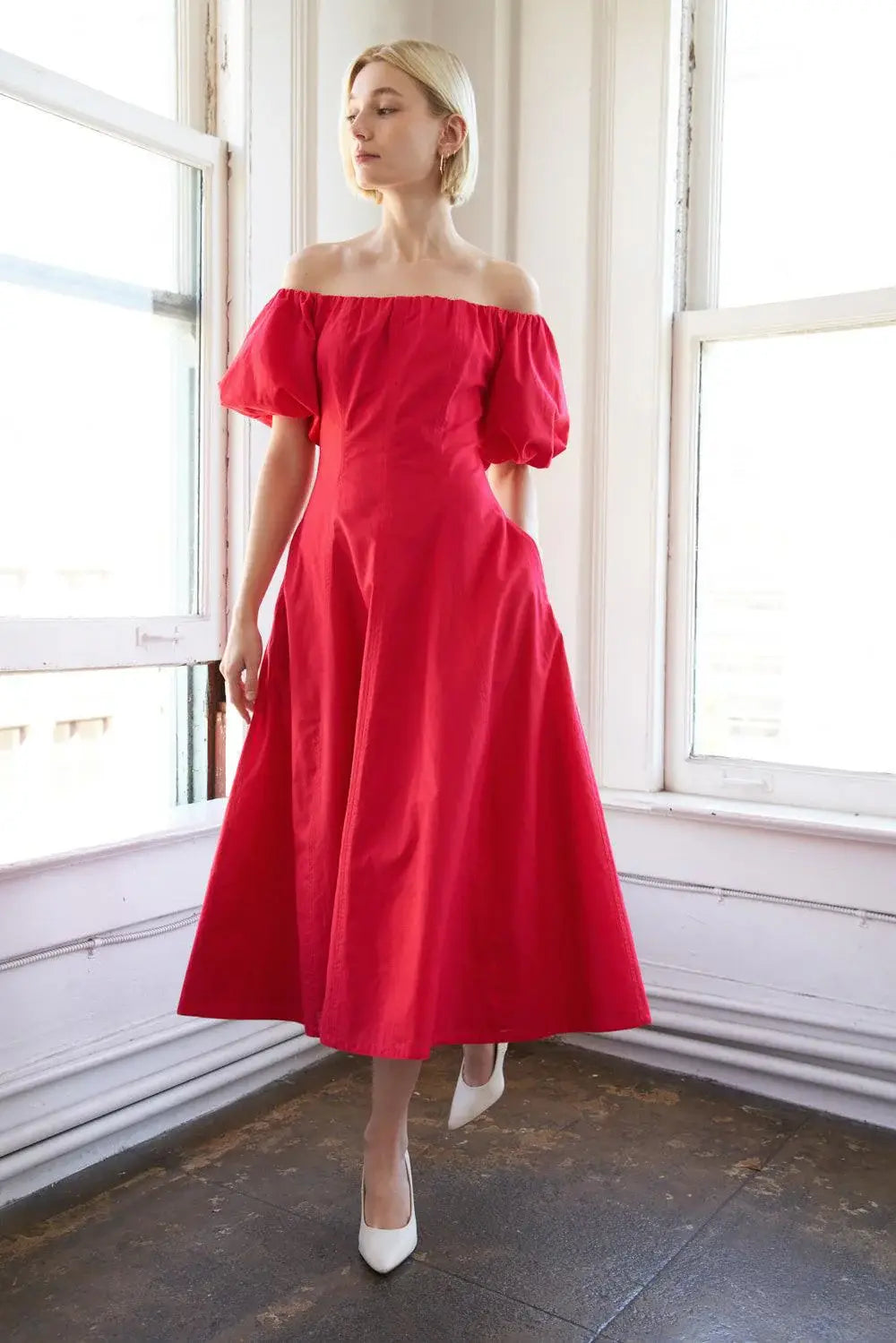 PROTECTING MY PEACE RED WOVEN MIDI DRESS - Flying Tomato - Flyclothing LLC