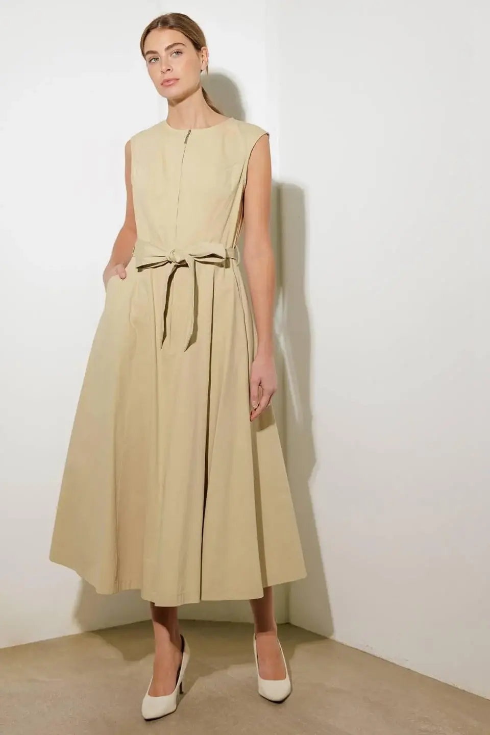 DELICATE DREAMS WOVEN MIDI DRESS - Flying Tomato - Flyclothing LLC