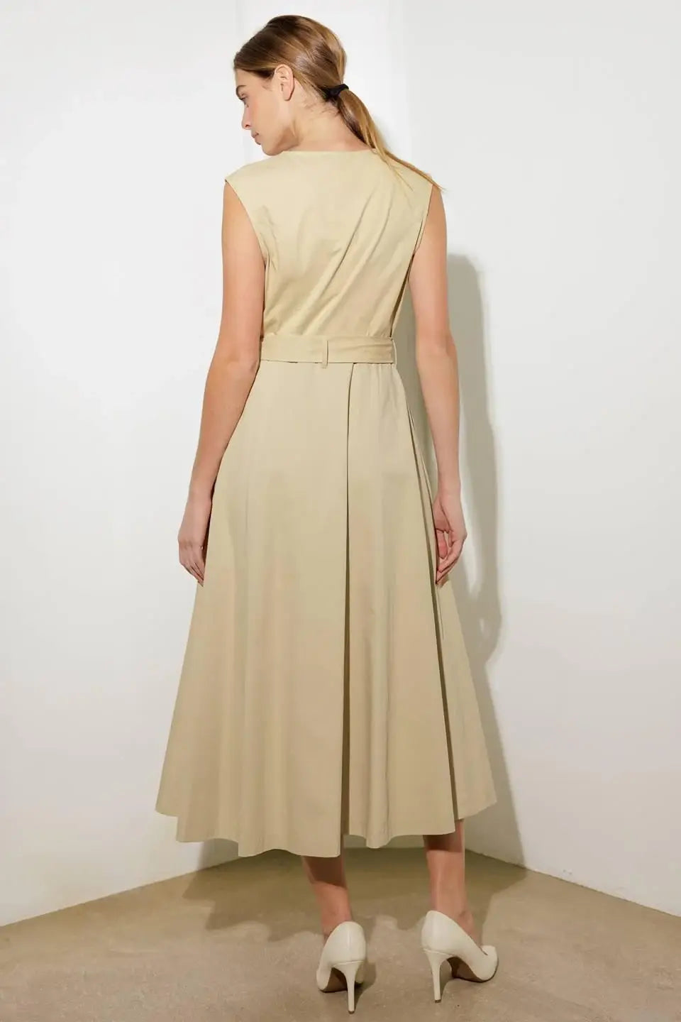 DELICATE DREAMS WOVEN MIDI DRESS - Flying Tomato - Flyclothing LLC