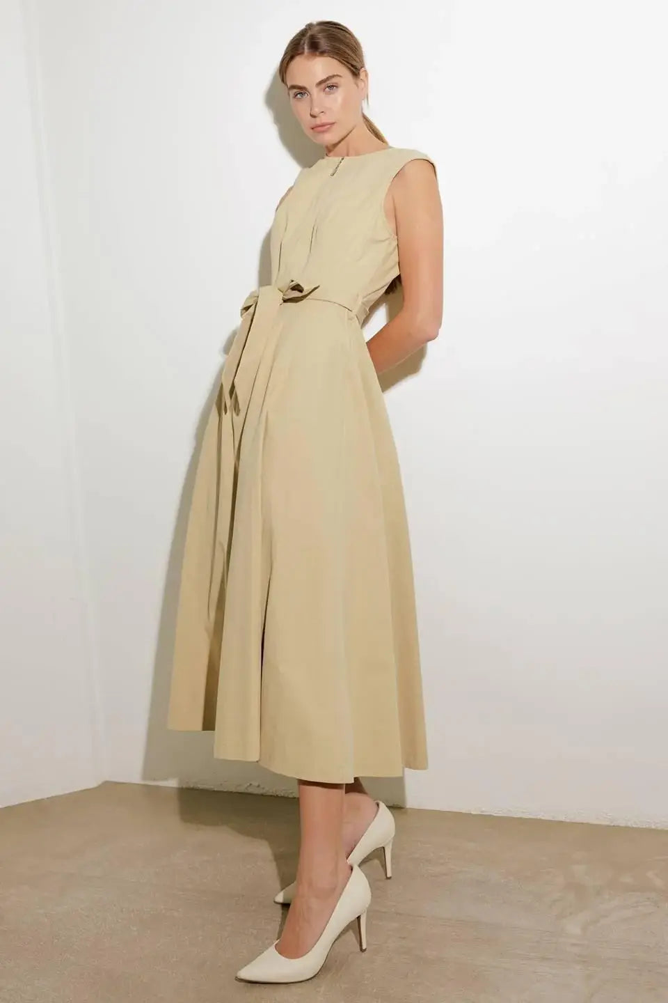 DELICATE DREAMS WOVEN MIDI DRESS - Flying Tomato - Flyclothing LLC