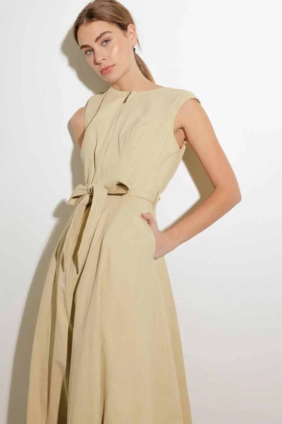 DELICATE DREAMS WOVEN MIDI DRESS - Flying Tomato - Flyclothing LLC