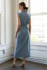 JUST FOLLOW ME DENIM MIDI DRESS - Flying Tomato - Flyclothing LLC