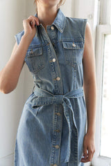 JUST FOLLOW ME DENIM MIDI DRESS - Flying Tomato - Flyclothing LLC