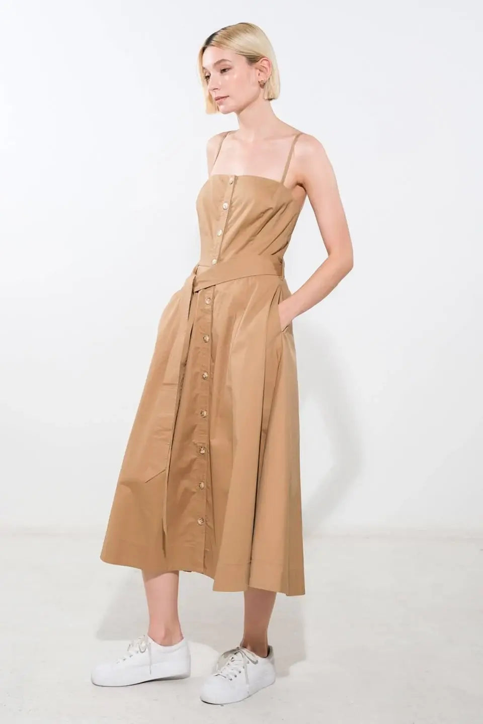 PROOF OF PERFECTION WOVEN MIDI DRESS - Flying Tomato - Flyclothing LLC
