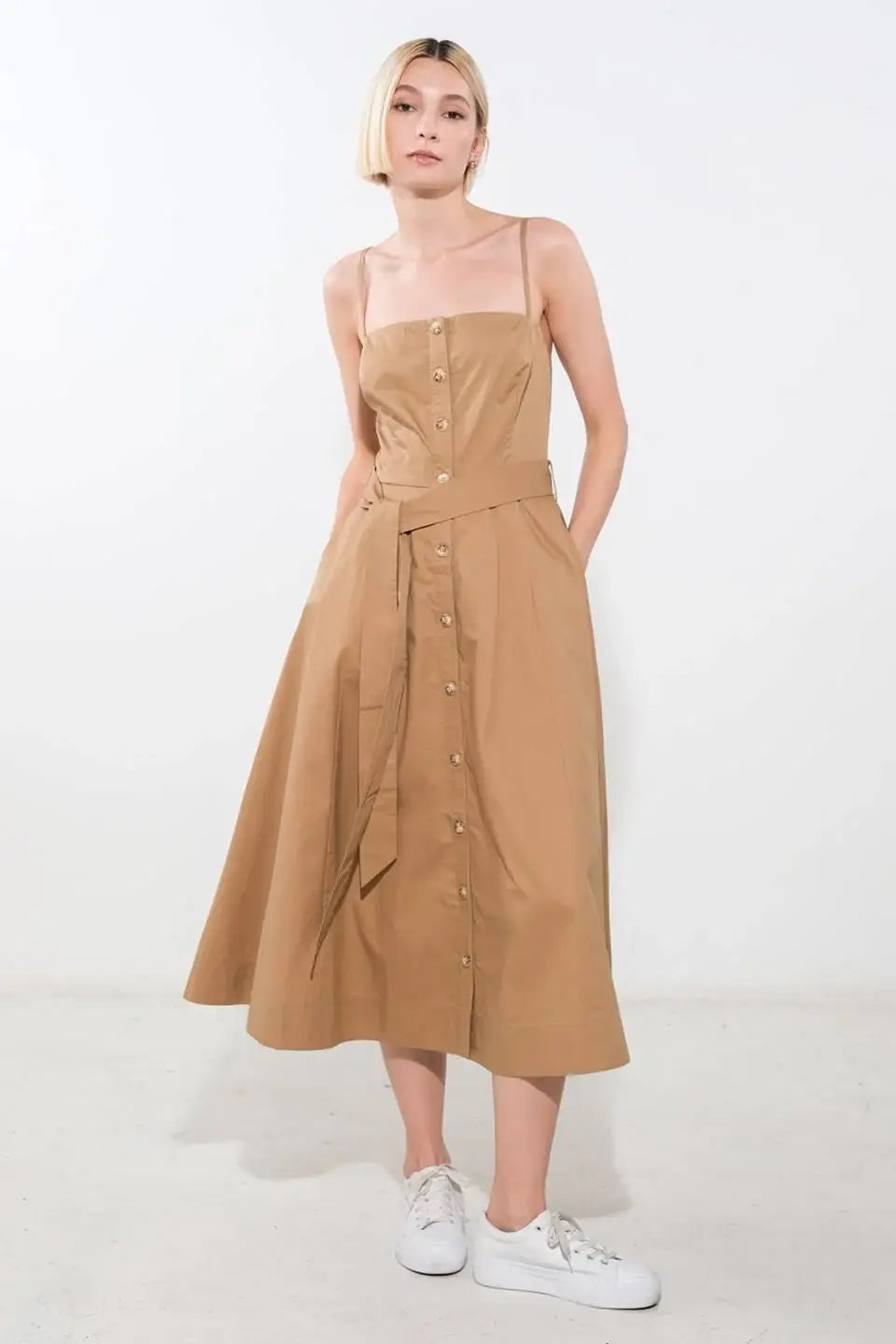 PROOF OF PERFECTION WOVEN MIDI DRESS - Flying Tomato - Flyclothing LLC