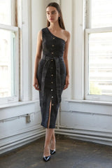 SOMEWHERE UP ABOVE DENIM MIDI DRESS - Flying Tomato - Flyclothing LLC