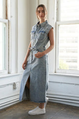 WILDFLOWER WHIMSY DENIM MIDI DRESS - Flying Tomato - Flyclothing LLC