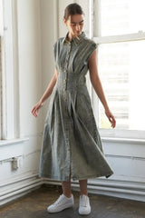 SUNSHINE SQUEEZE DENIM MIDI DRESS - Flying Tomato - Flyclothing LLC