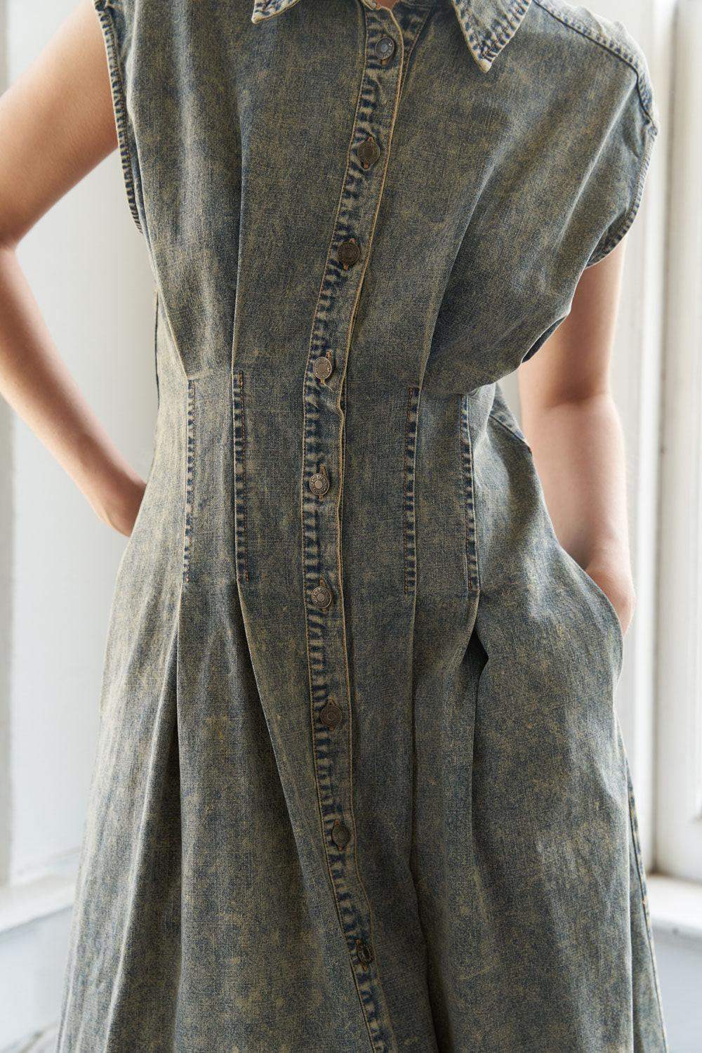 SUNSHINE SQUEEZE DENIM MIDI DRESS - Flying Tomato - Flyclothing LLC