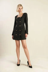 HEART UNBOUND TWEED MINI DRESS - Flying Tomato - Flyclothing LLC