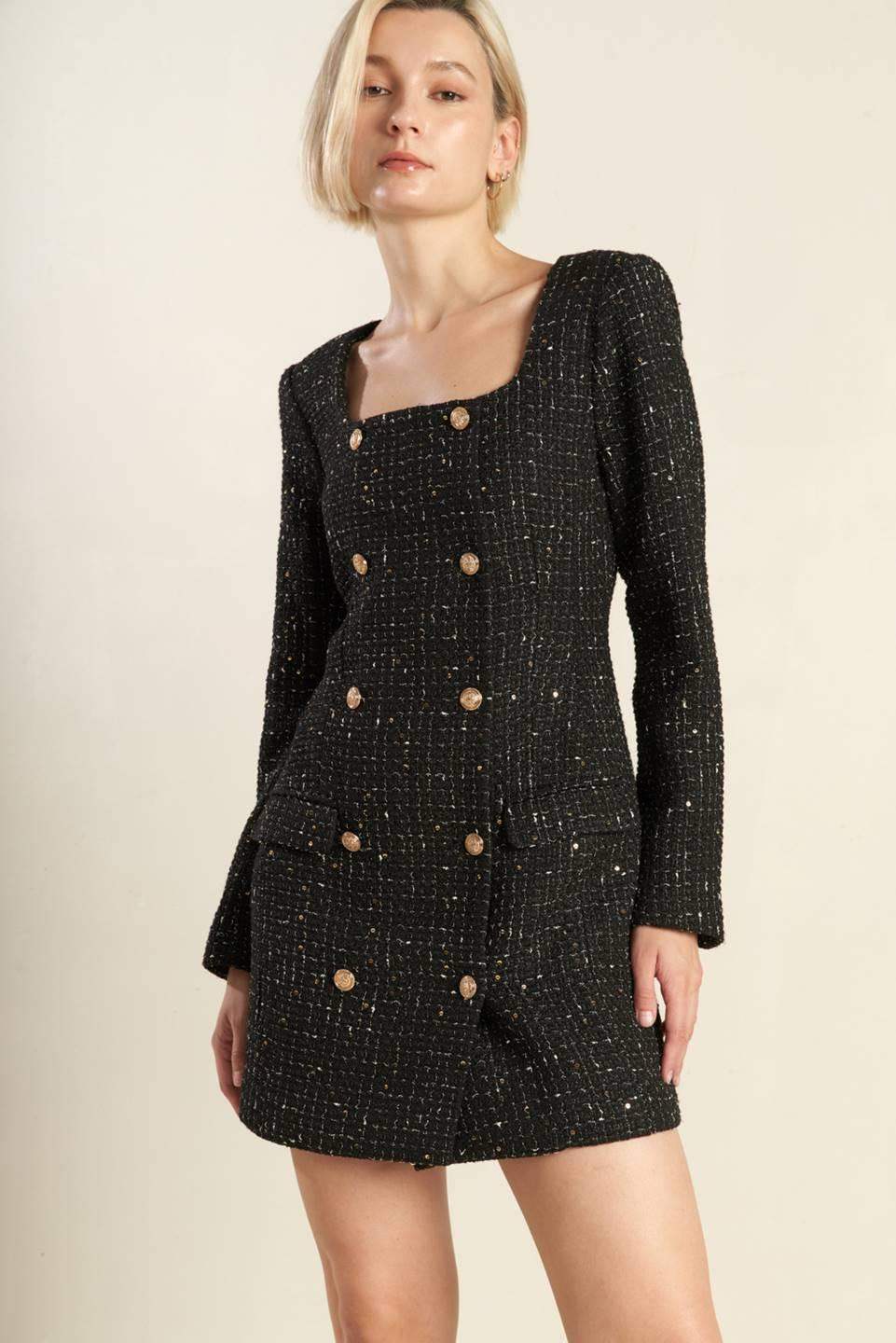 HEART UNBOUND TWEED MINI DRESS - Flying Tomato - Flyclothing LLC