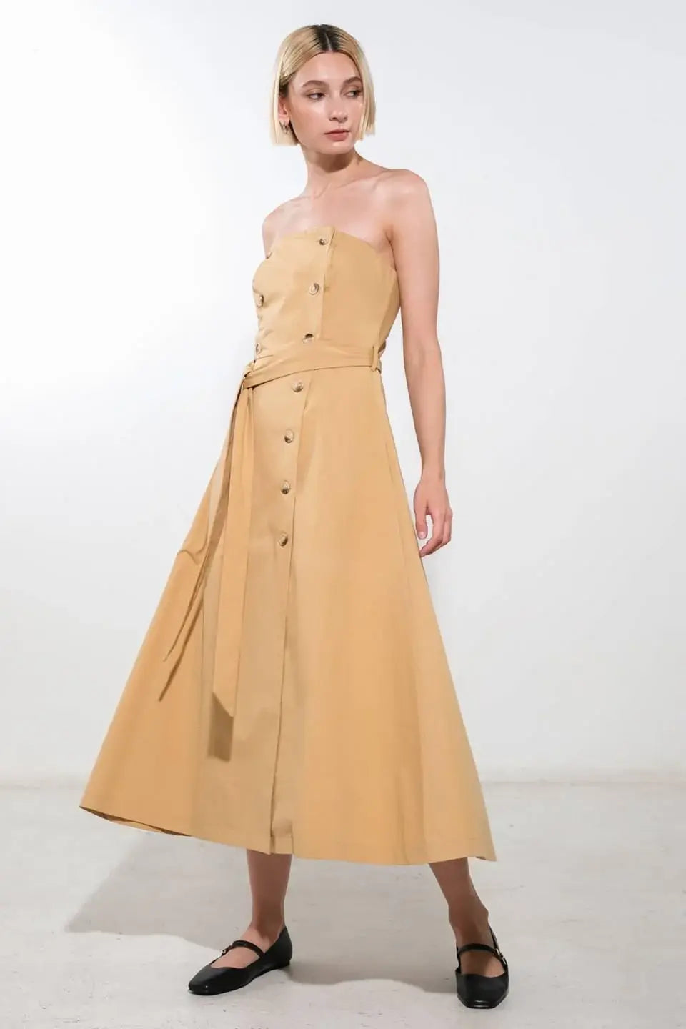 FOLLOW YOU EVERYWHERE WOVEN MIDI DRESS - Flying Tomato - Flyclothing LLC