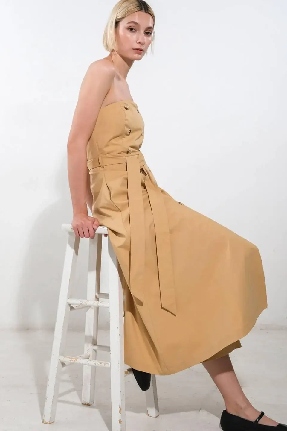 FOLLOW YOU EVERYWHERE WOVEN MIDI DRESS - Flying Tomato - Flyclothing LLC