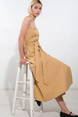 FOLLOW YOU EVERYWHERE WOVEN MIDI DRESS - Flying Tomato - Flyclothing LLC
