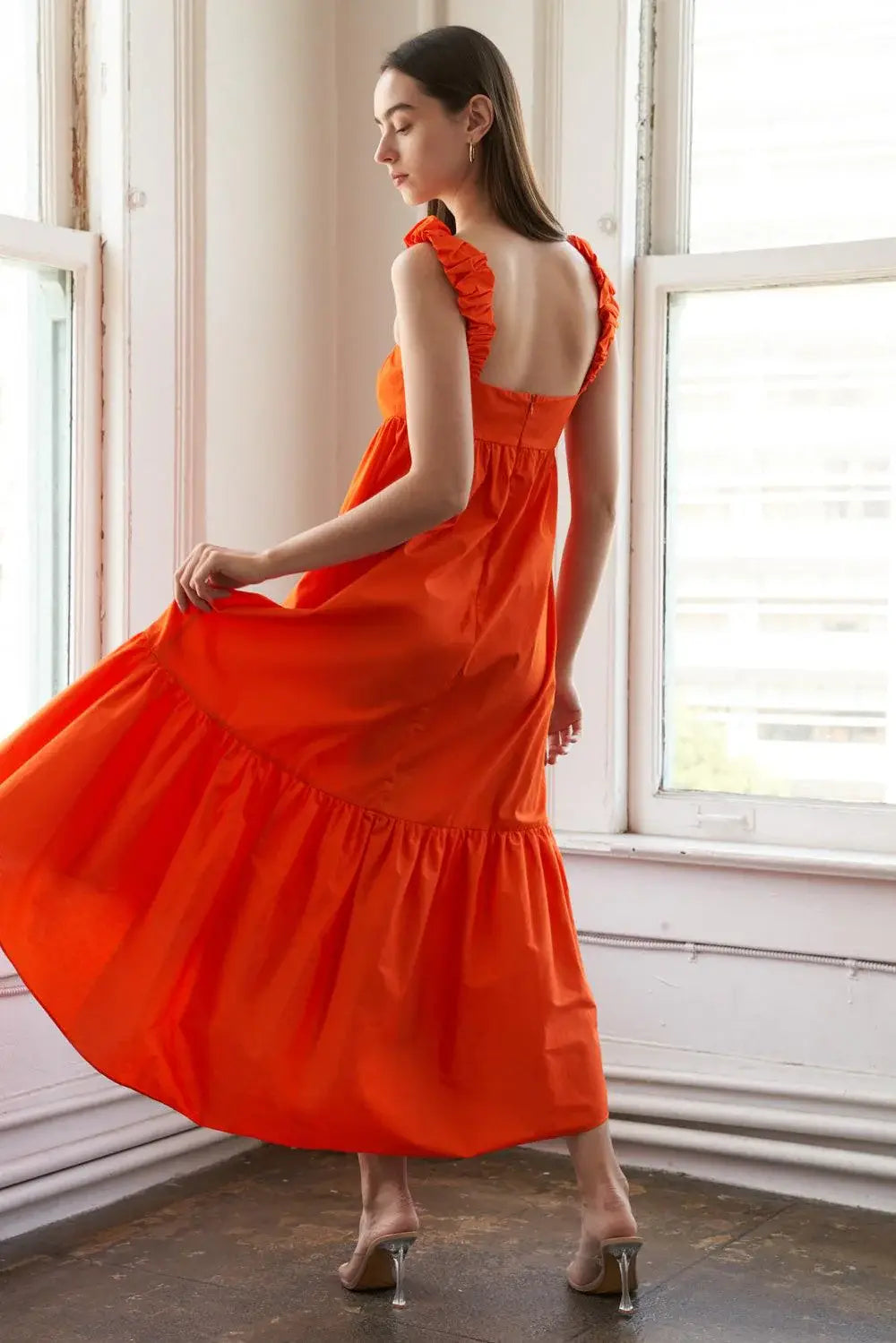 SUNBEAM SPLENDOR WOVEN MIDI DRESS - Flying Tomato - Flyclothing LLC