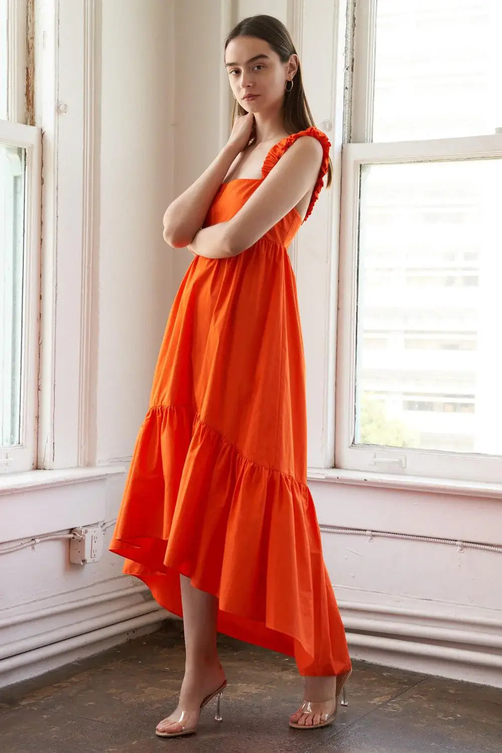 SUNBEAM SPLENDOR WOVEN MIDI DRESS - Flying Tomato - Flyclothing LLC