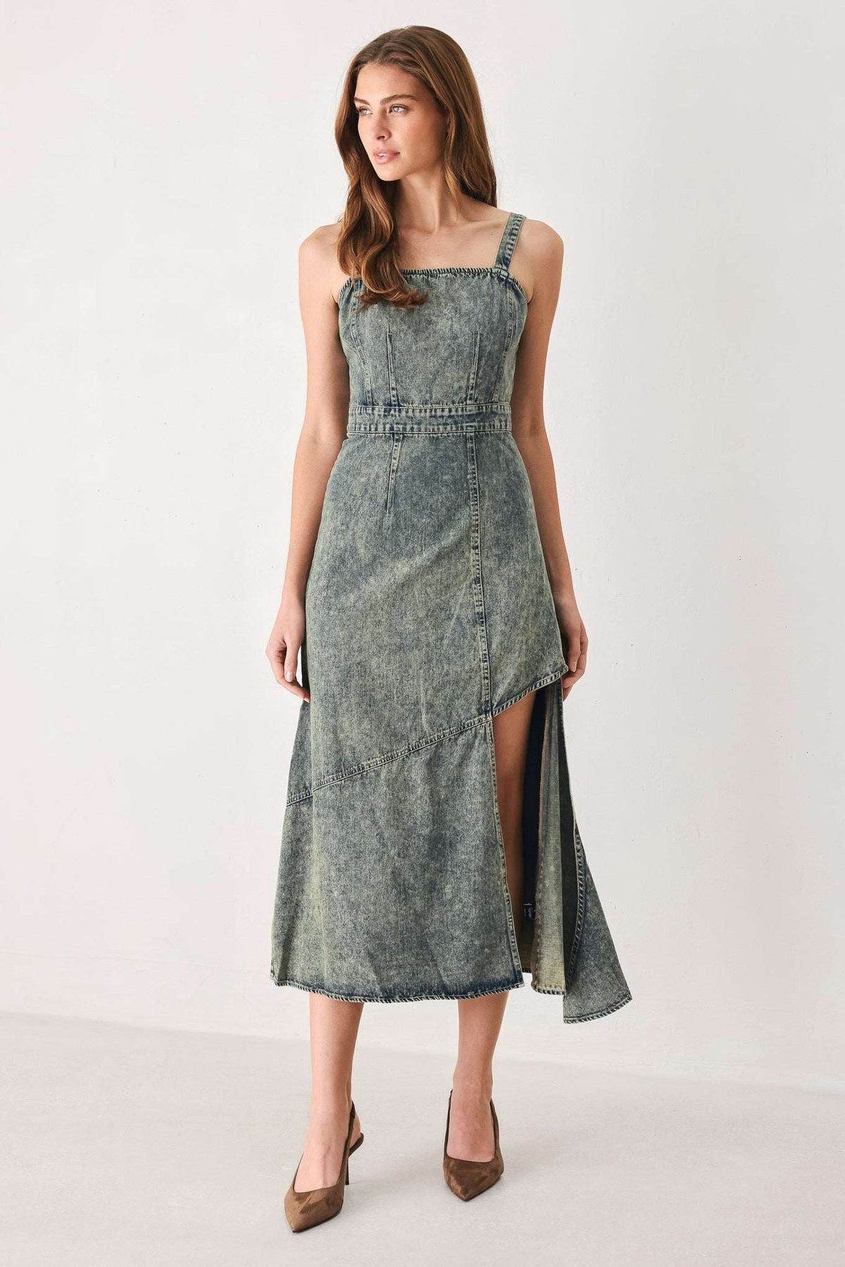 EXOTIC BREEZE DENIM MIDI DRESS - Flying Tomato - Flyclothing LLC