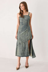 EXOTIC BREEZE DENIM MIDI DRESS - Flying Tomato - Flyclothing LLC