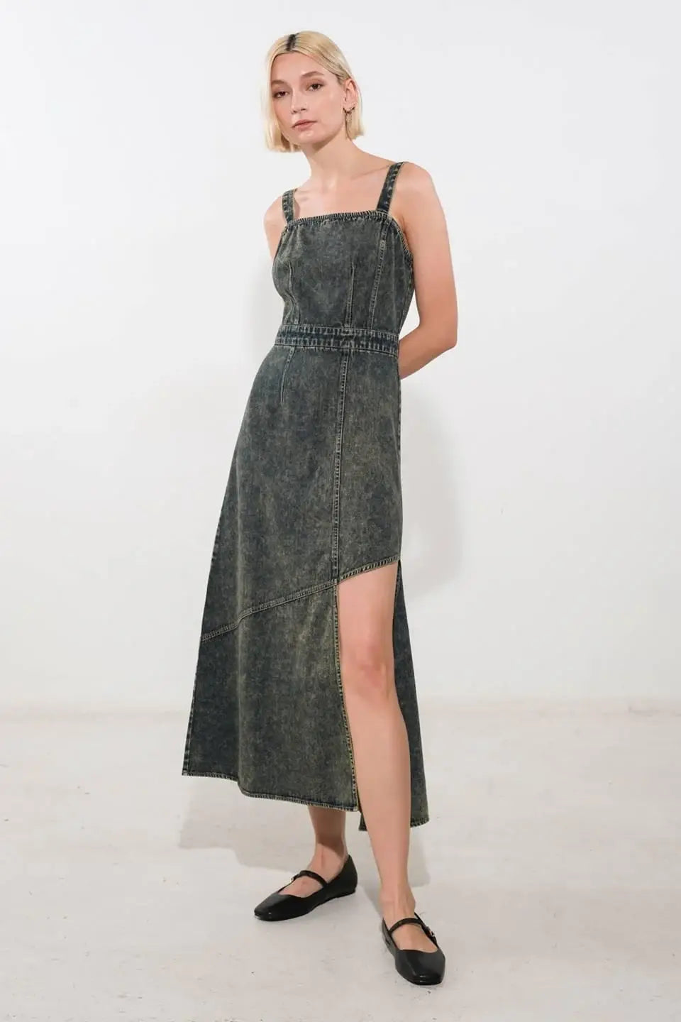 EXOTIC BREEZE DENIM MIDI DRESS - Flying Tomato - Flyclothing LLC
